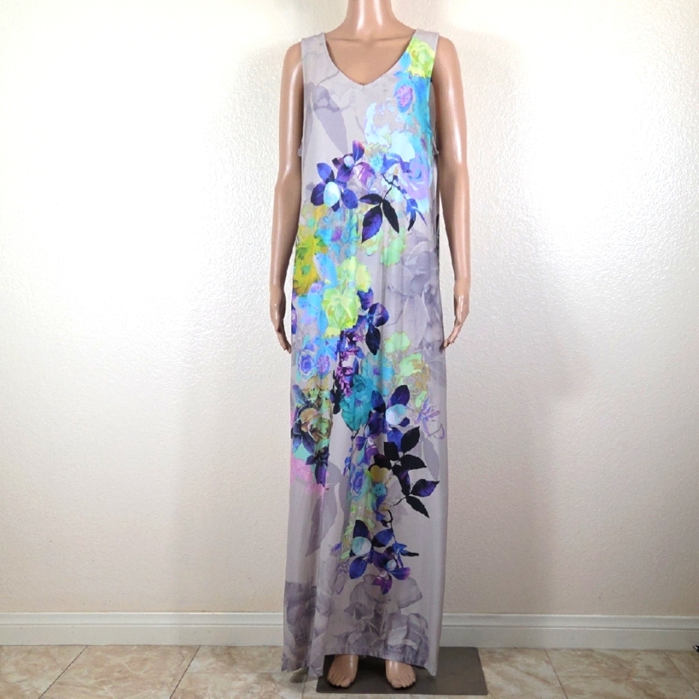 Apt 9 Gray Floral Tank Maxi Dress